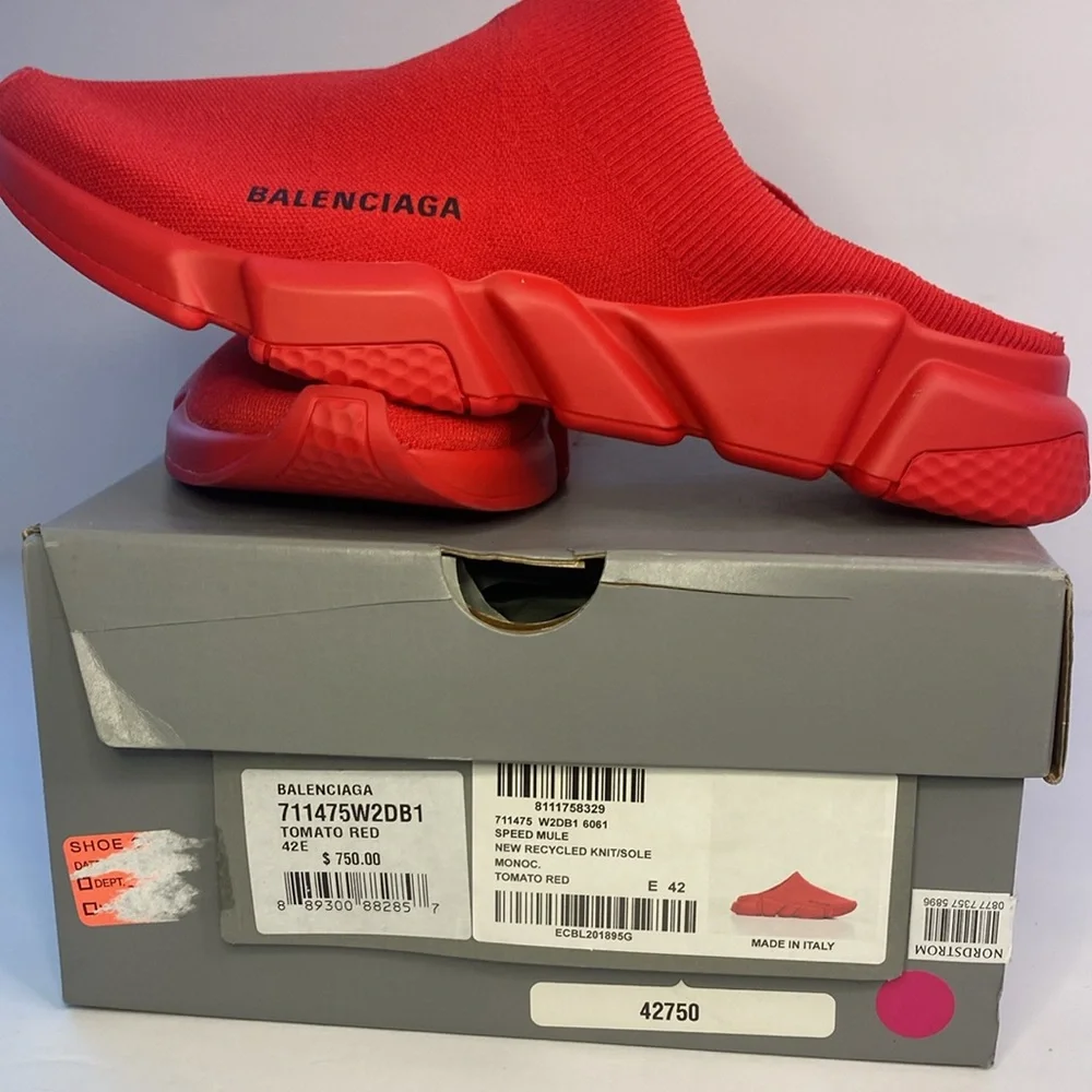 New Authentic Balenciaga Red Speed Mule sneakers Sandals